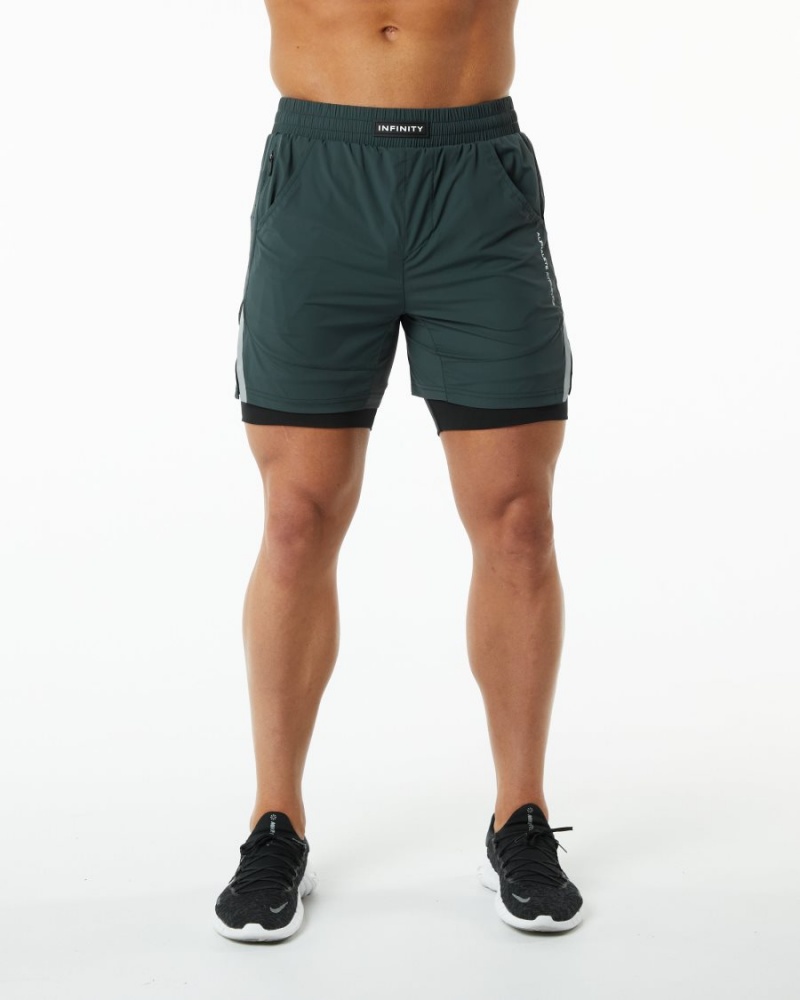 Alphalete Infinity Speed Kort 5.5" Shorts Herre Grønn | XHDUFJ-378