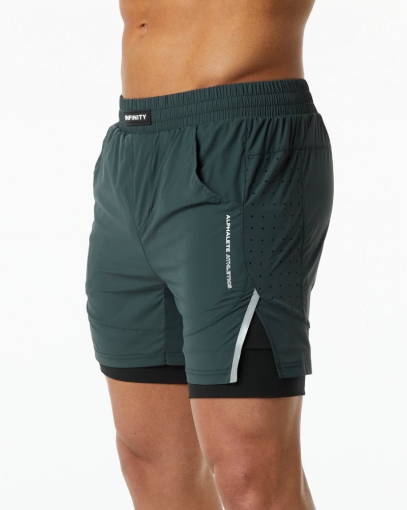 Alphalete Infinity Speed Kort 5.5" Shorts Herre Grønn | XHDUFJ-378