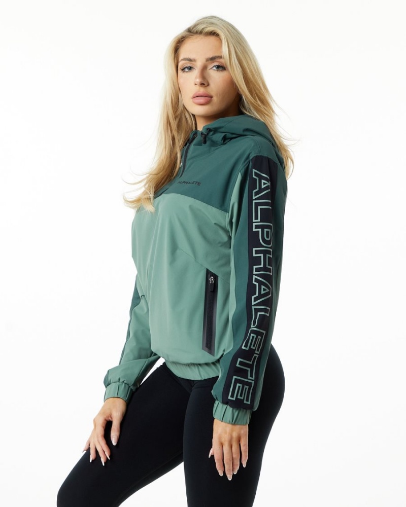 Alphalete Infinity Tech Jacket Jakker Dame Wild Sage | MYXRJS-576