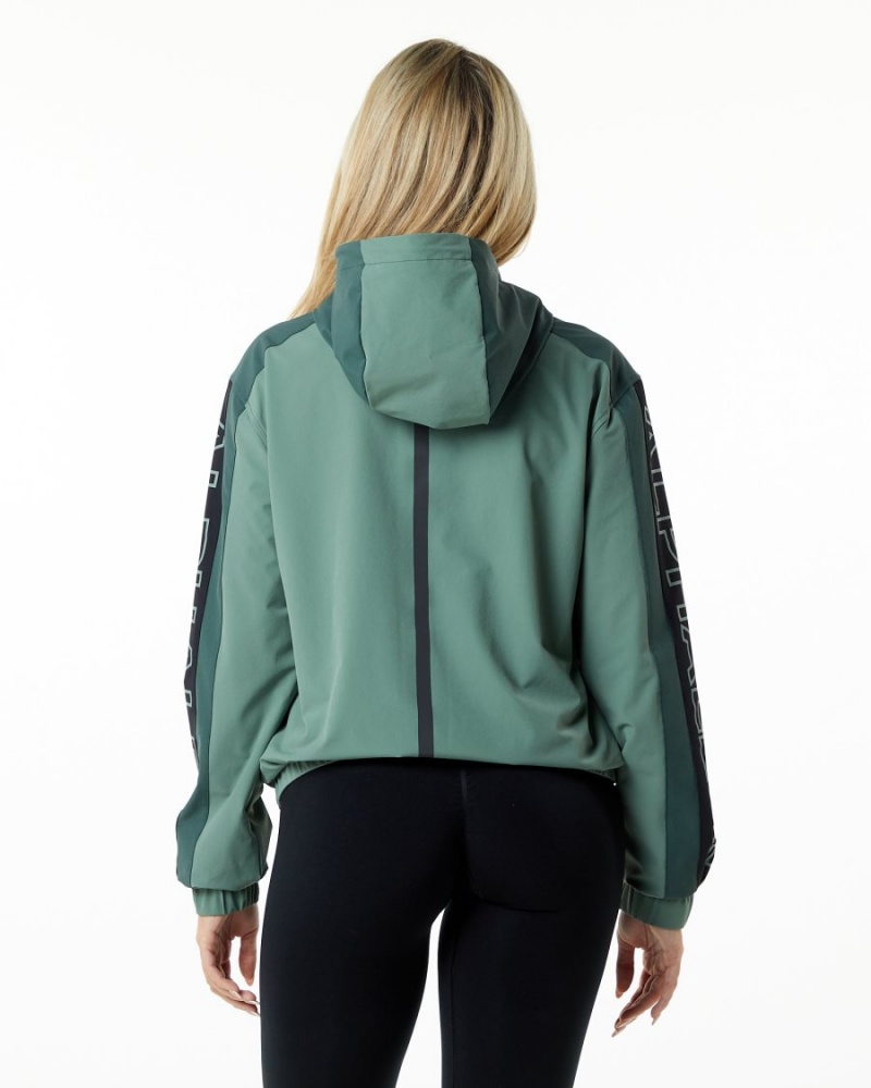 Alphalete Infinity Tech Jacket Jakker Dame Wild Sage | MYXRJS-576