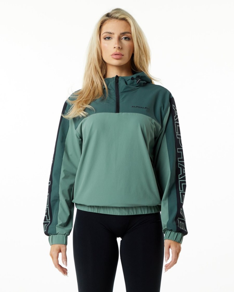 Alphalete Infinity Tech Jacket Jakker Dame Wild Sage | MYXRJS-576