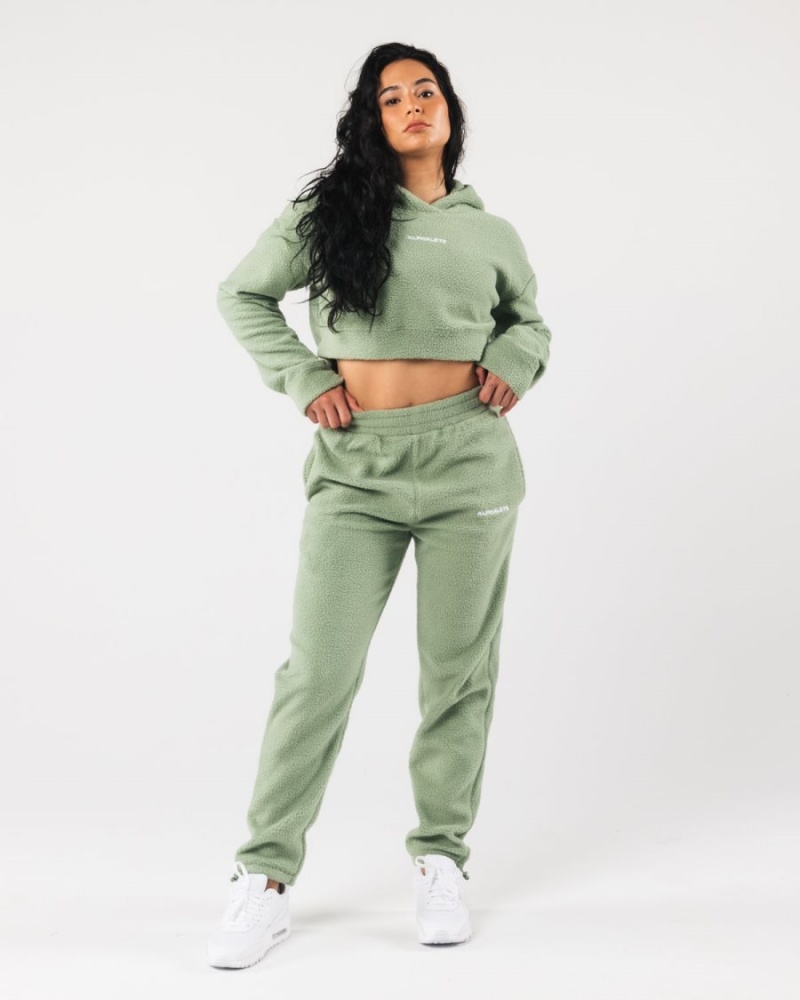 Alphalete King Crop Hoodie Hettegenser Dame Sage | XHKDRP-047