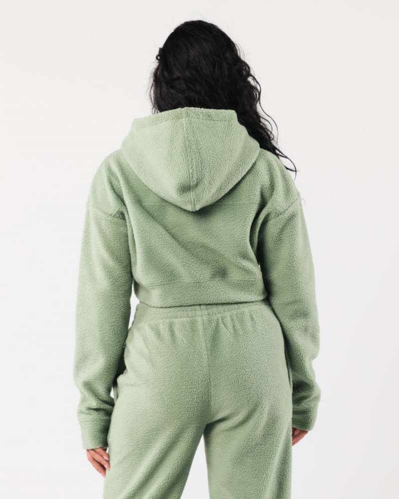 Alphalete King Crop Hoodie Hettegenser Dame Sage | XHKDRP-047