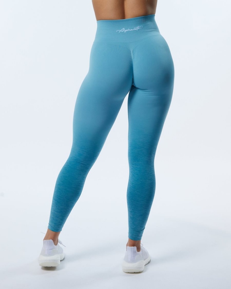 Alphalete Ombre Amplify Legging Leggings Dame Ocean | UQENFK-851