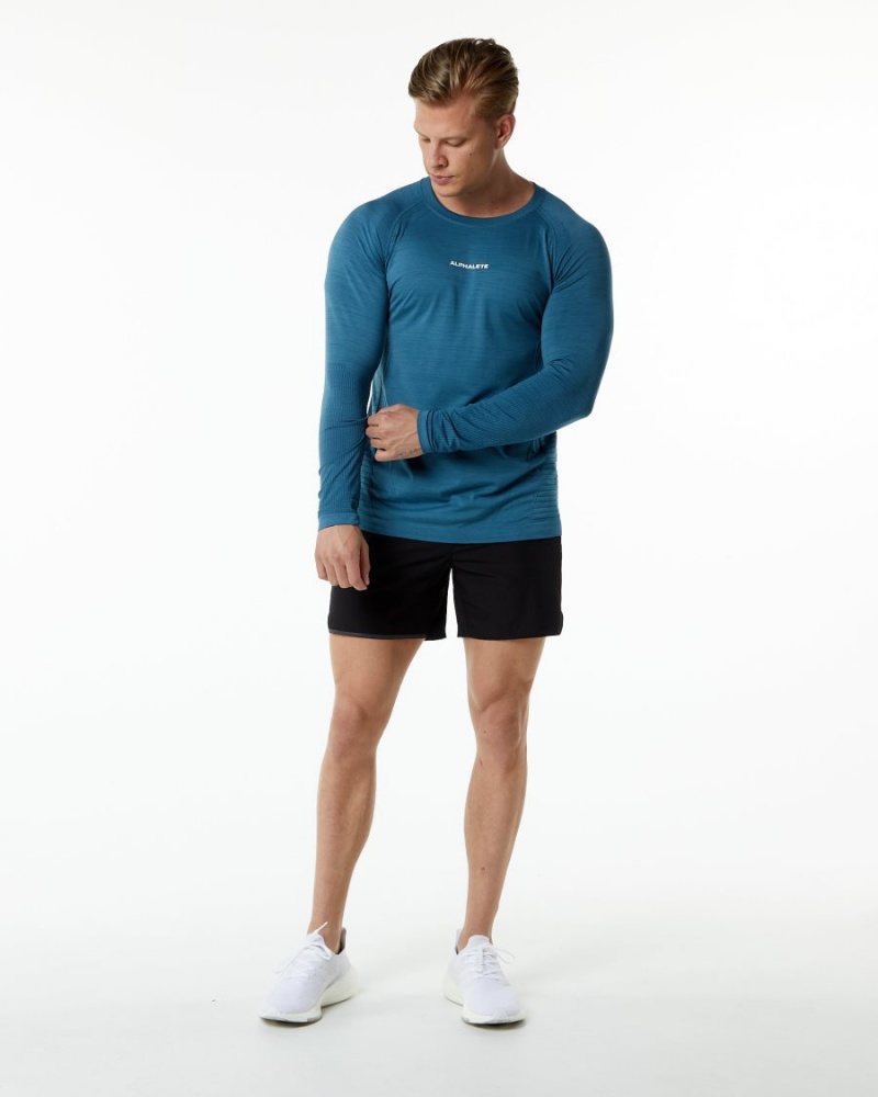 Alphalete Ozone LS Tee Skjorte Herre Blå | GFUEYD-416