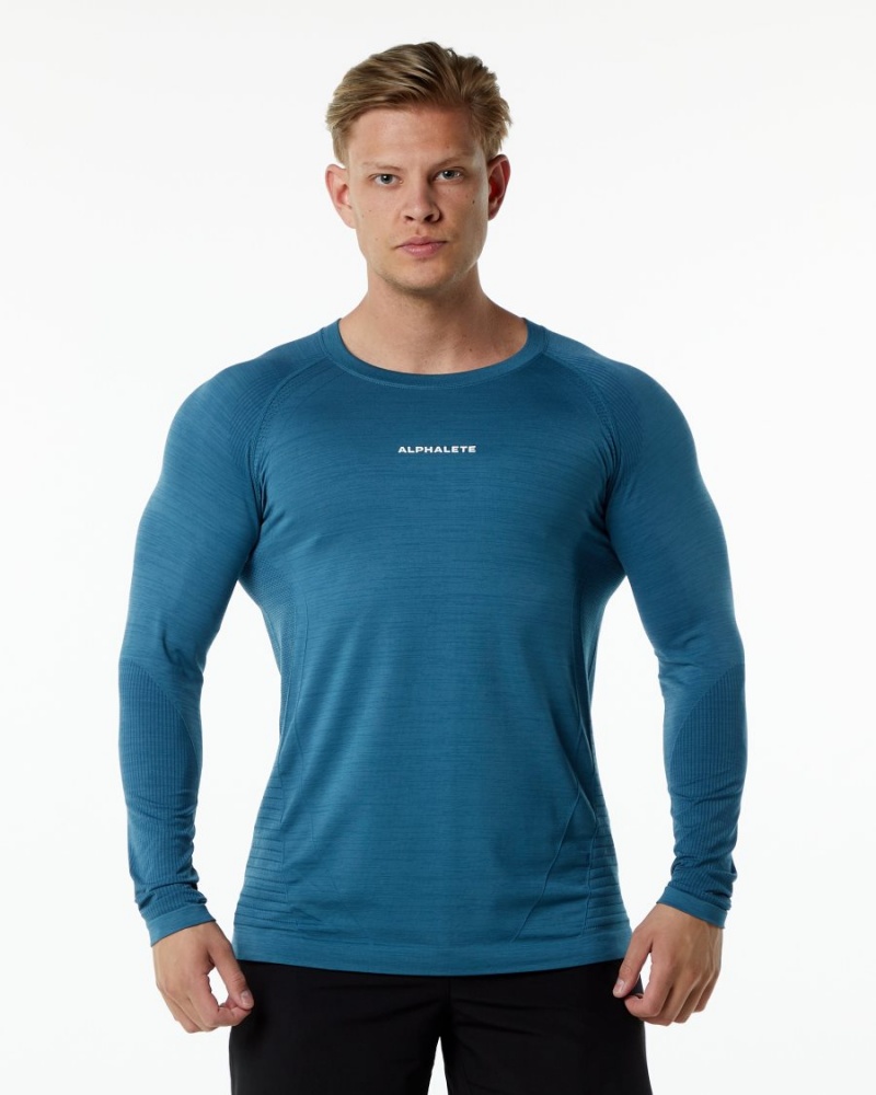 Alphalete Ozone LS Tee Skjorte Herre Blå | GFUEYD-416