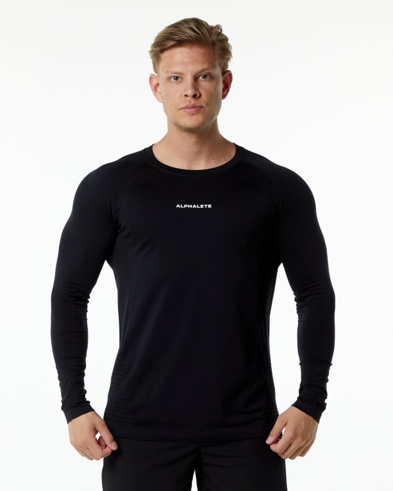 Alphalete Ozone LS Tee Skjorte Herre Svarte | KMNAXG-597