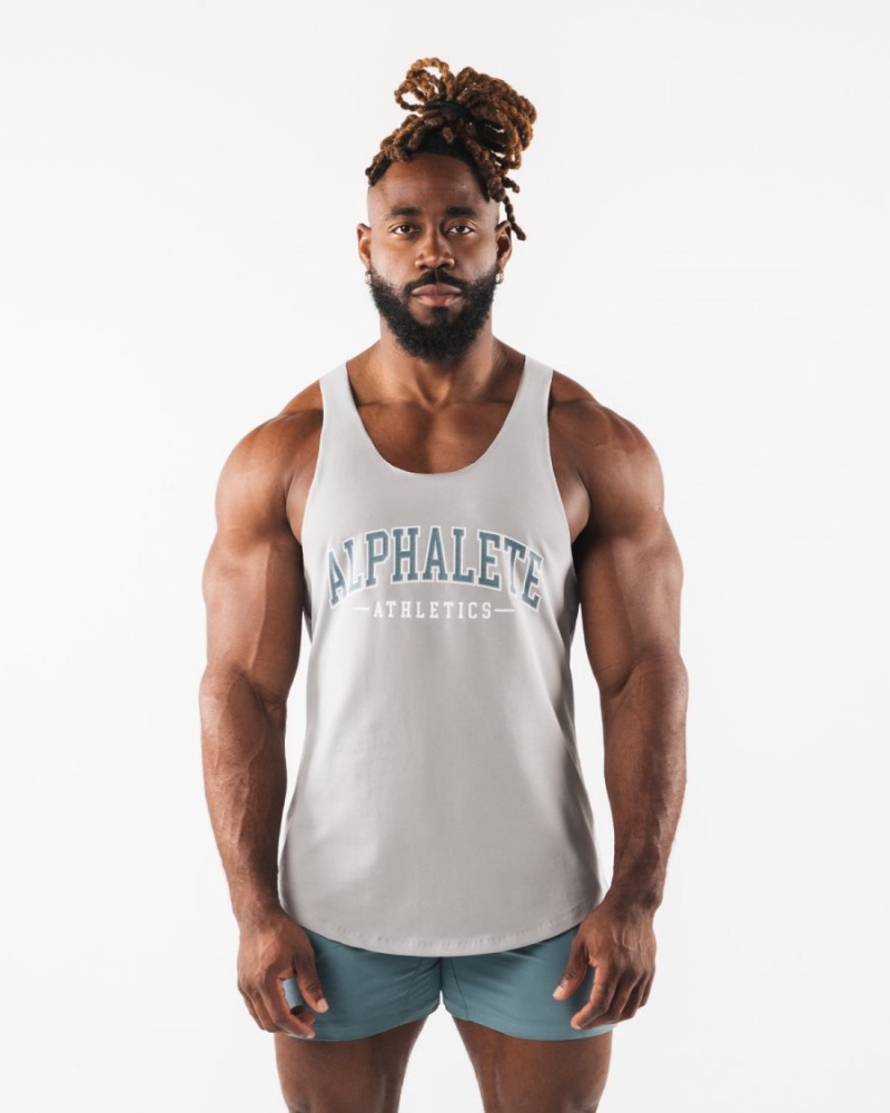 Alphalete Paisley Print Raw Cut Tank Singlet Herre Grå | HONIYB-134