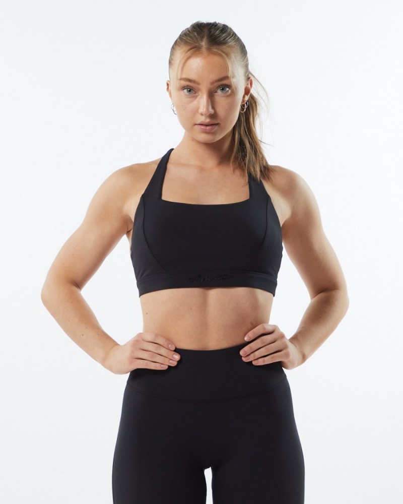 Alphalete Pulse Kinetic Bra Sports BH Dame Blackout | NBKTVA-486