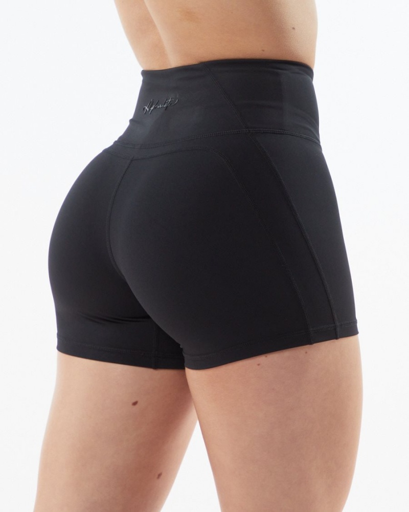 Alphalete Pulse Surge Kort 4" Shorts Dame Blackout | ZXMRLH-321