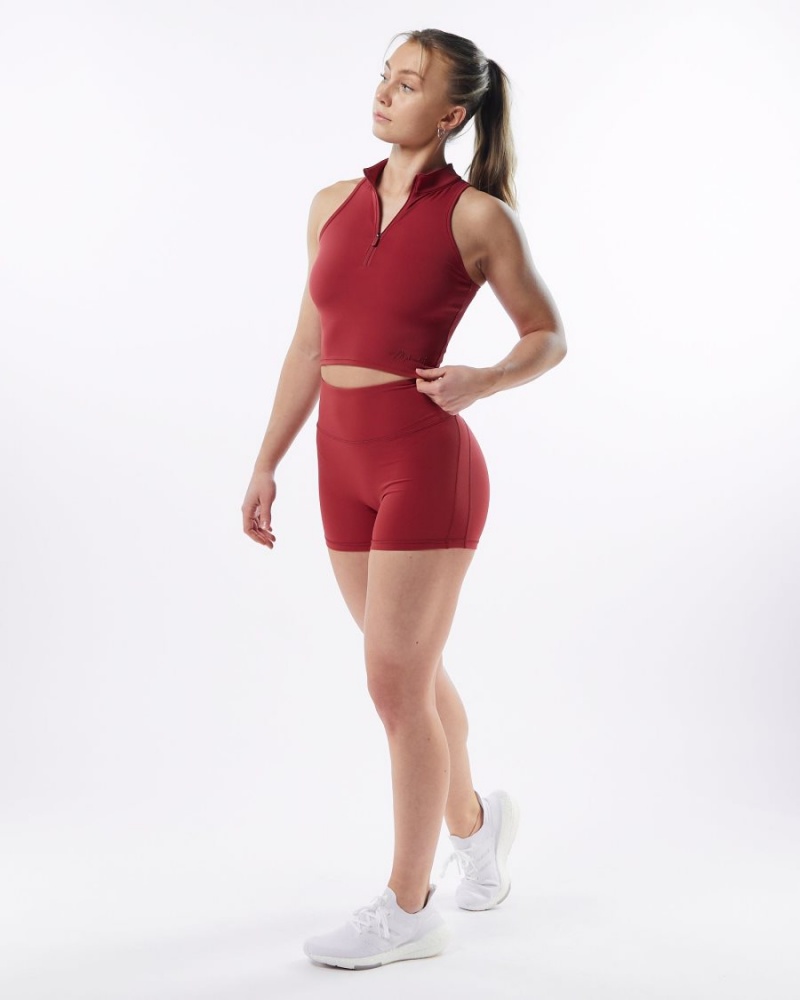 Alphalete Pulse Zip Tank Tank Top Dame Rød | EKCSGD-180