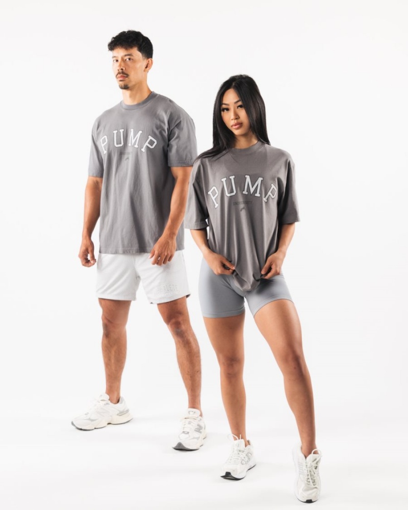 Alphalete Pump University Tee Skjorte Dame Charcoal | WNTODE-568