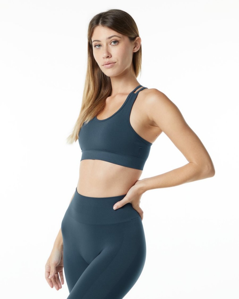 Alphalete Revival Bra Sports BH Dame Blå | GRNVOT-610