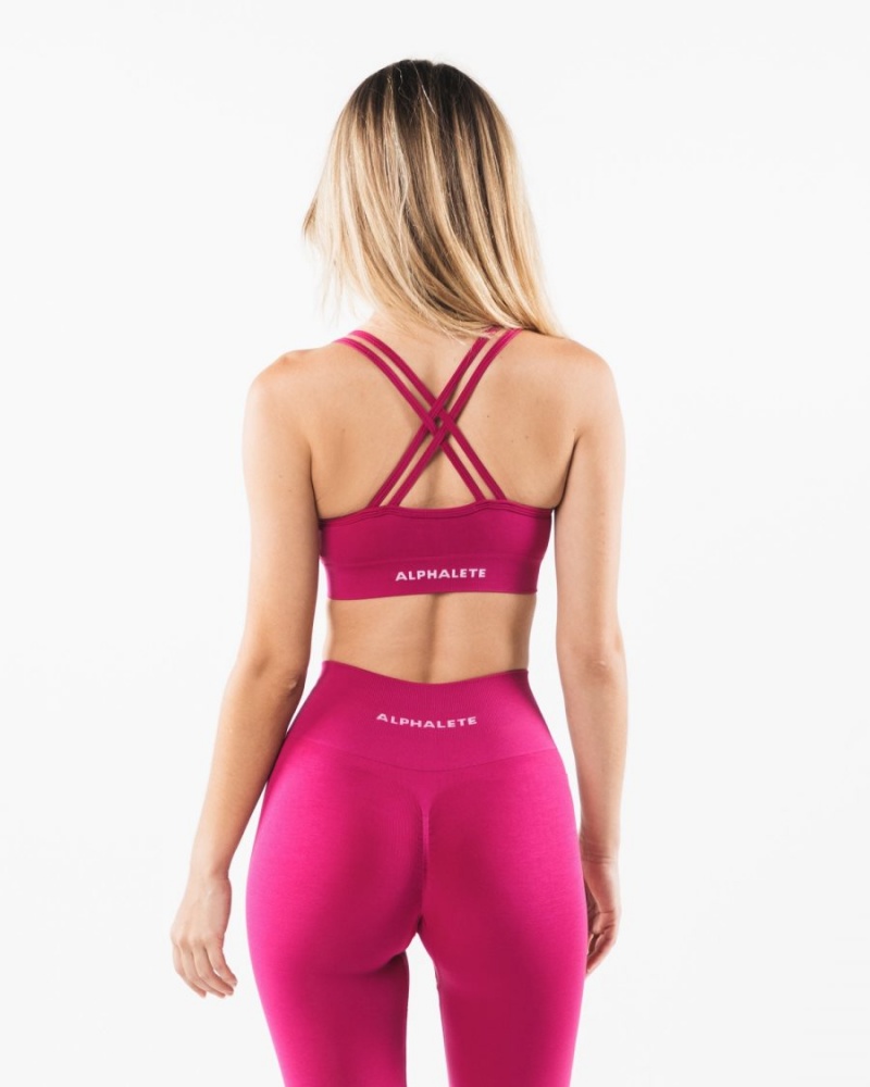 Alphalete Revival Bra Sports BH Dame Magenta | VZARYQ-807