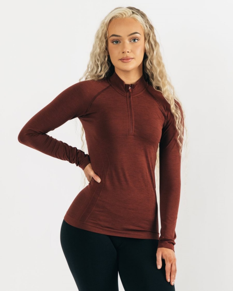 Alphalete Seamless Pullover Jakker Dame Kopper | EKFJPU-236