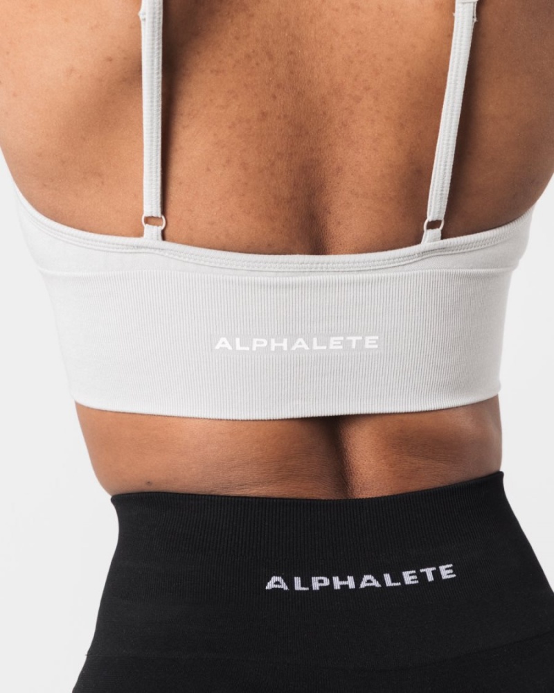 Alphalete Seamless Ribbet Bra Sports BH Dame Grå | XYOJZP-739