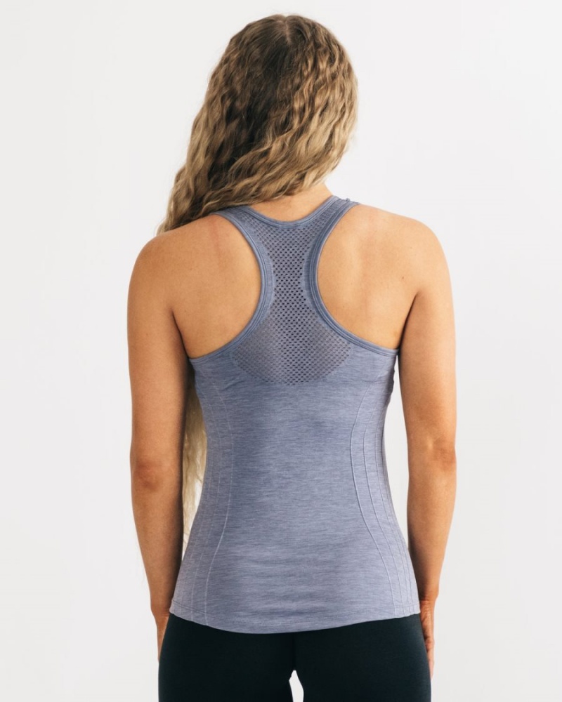 Alphalete Seamless Tank Tank Top Dame Blå | EZFYUG-573