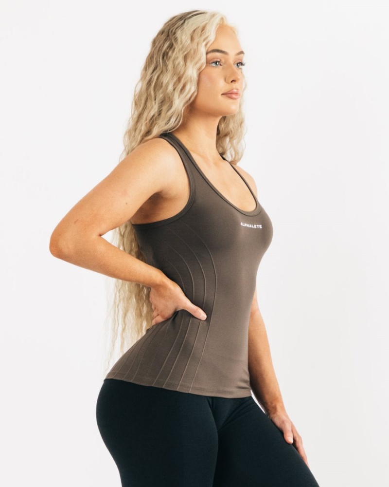 Alphalete Seamless Tank Tank Top Dame Mocha | EWUSZC-695