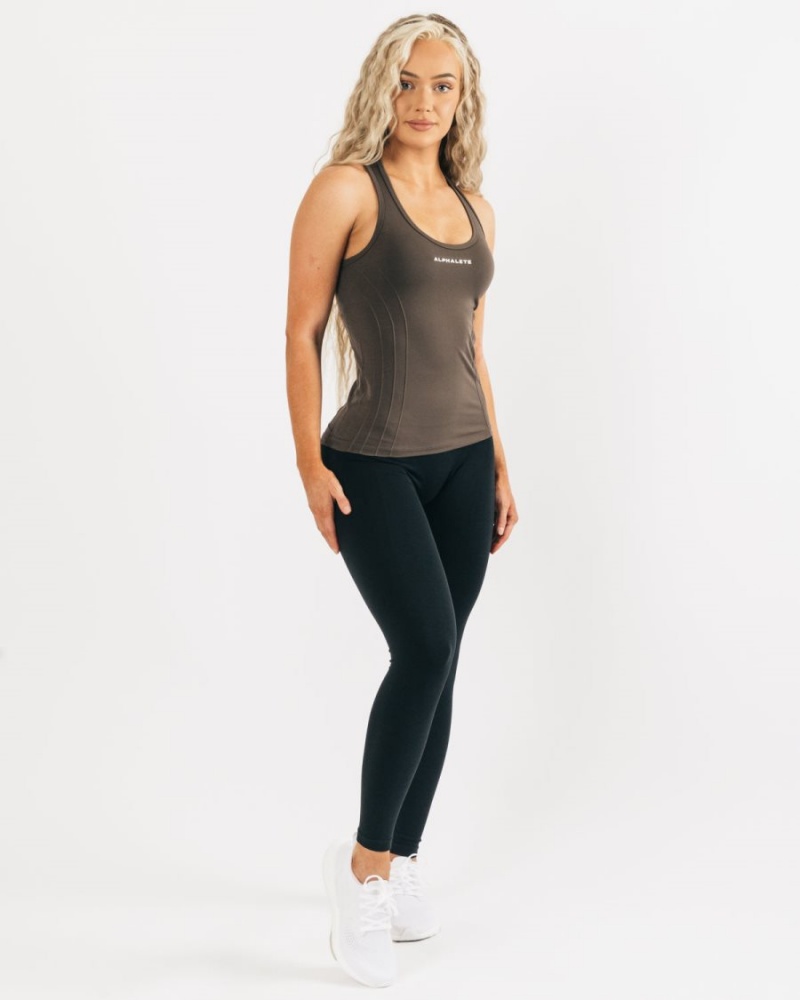 Alphalete Seamless Tank Tank Top Dame Mocha | EWUSZC-695