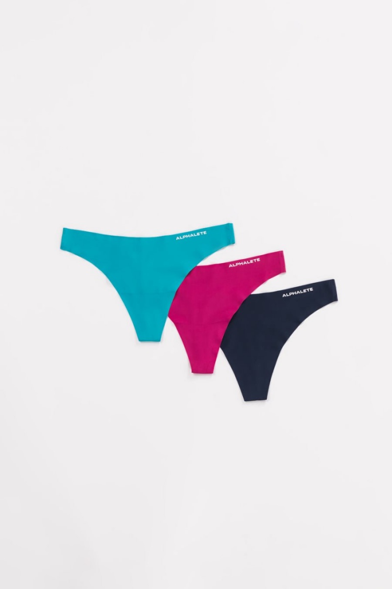 Alphalete Seamless Thong 3pk Undertøy Dame Turkis Fuchsia | EJHNYB-572