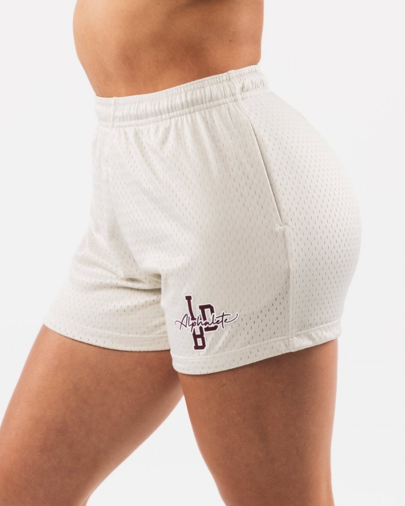 Alphalete Signature Mesh Kort 4" Shorts Dame Sea Shell | OUDKHF-370