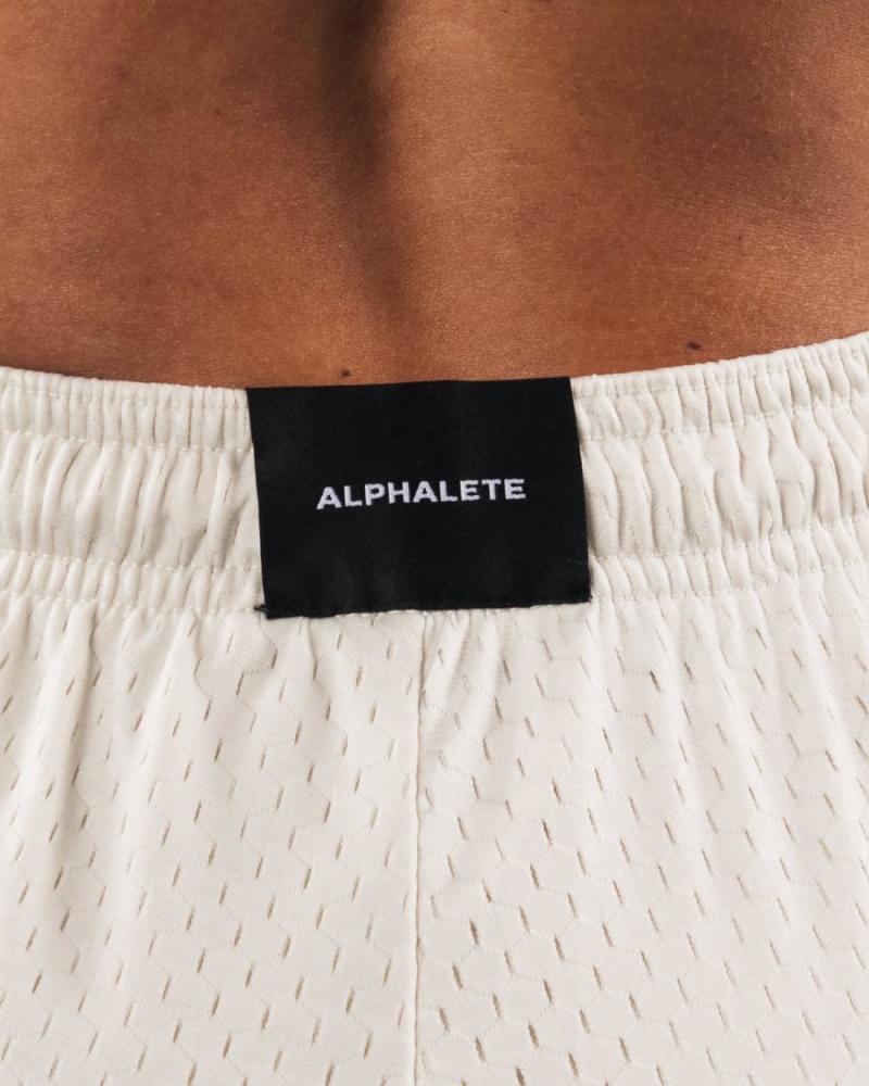 Alphalete Signature Mesh Kort 4" Shorts Dame Sea Shell | OUDKHF-370