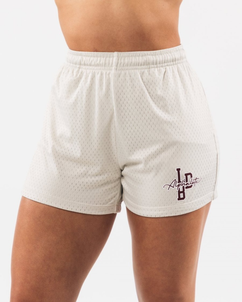 Alphalete Signature Mesh Kort 4" Shorts Dame Sea Shell | OUDKHF-370