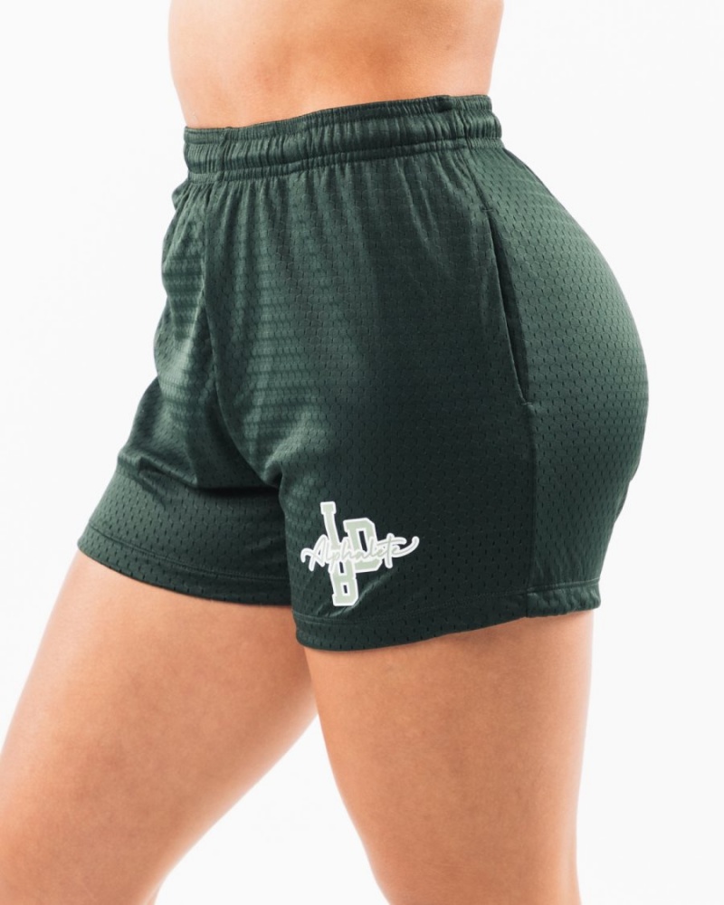 Alphalete Signature Mesh Kort 4" Shorts Dame Evergreen | JSEIRU-895