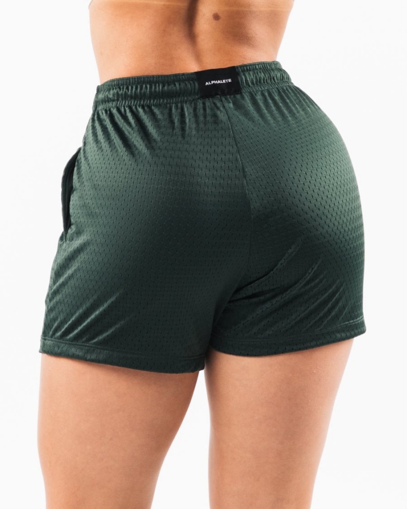 Alphalete Signature Mesh Kort 4" Shorts Dame Evergreen | JSEIRU-895