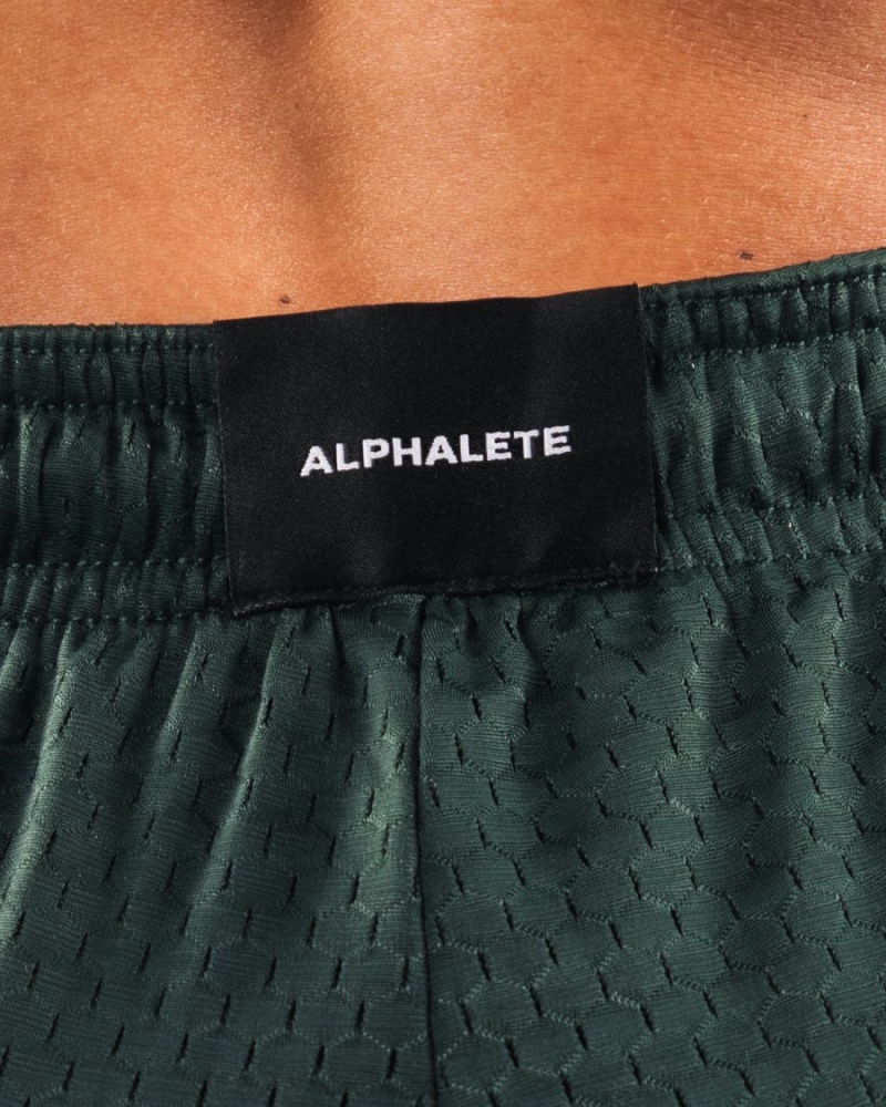 Alphalete Signature Mesh Kort 4" Shorts Dame Evergreen | JSEIRU-895