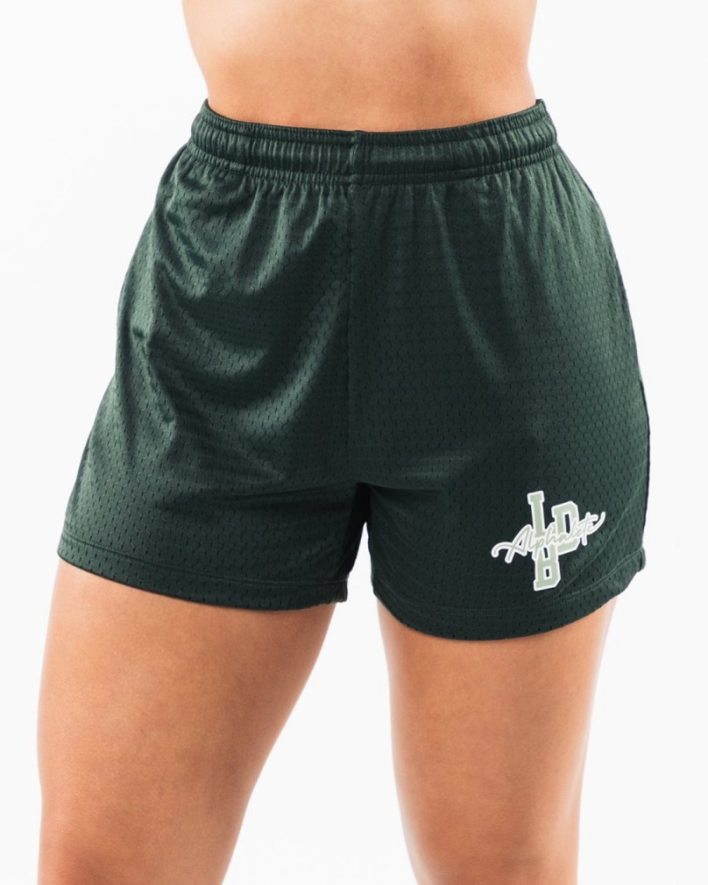 Alphalete Signature Mesh Kort 4" Shorts Dame Evergreen | JSEIRU-895