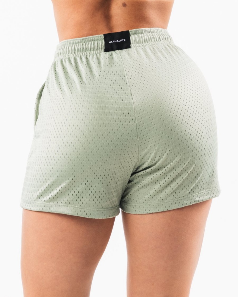 Alphalete Signature Mesh Kort 4" Shorts Dame Sage | LZOIHB-270