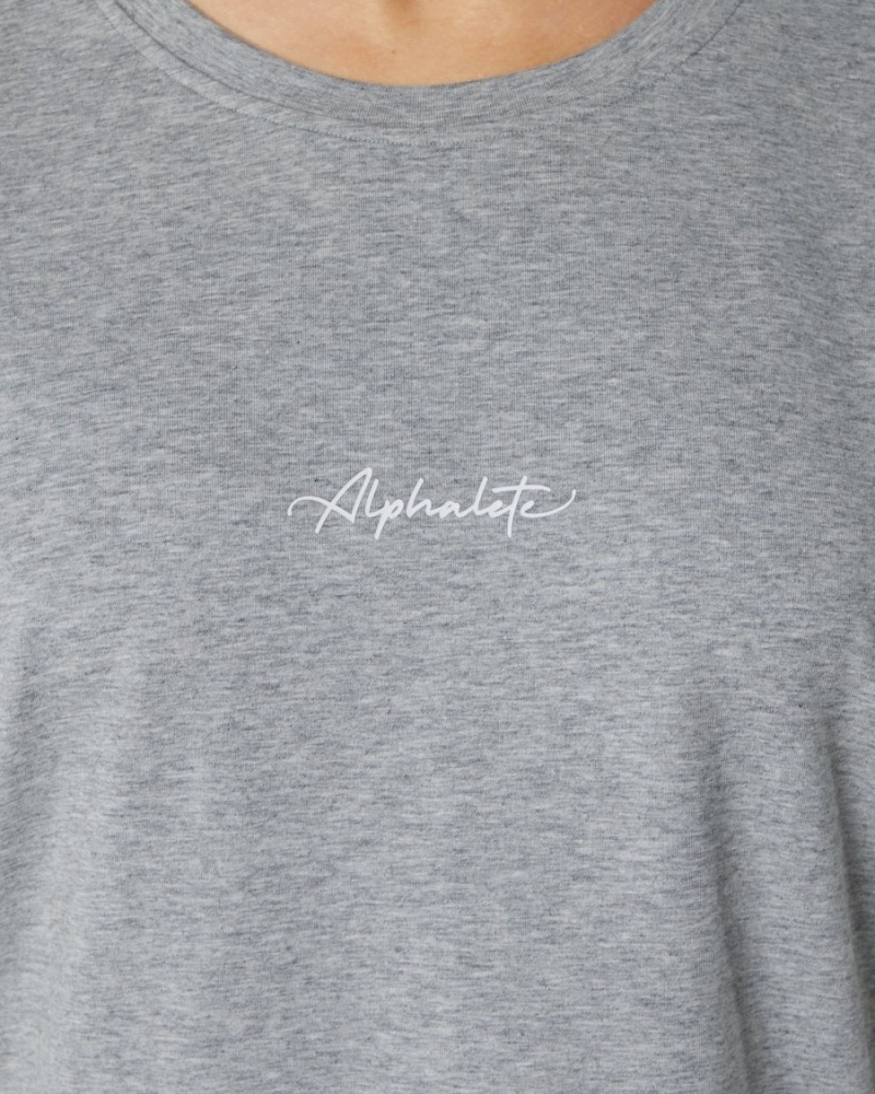 Alphalete Signature Oversized Tee Skjorte Dame Grå | RHCDXA-160