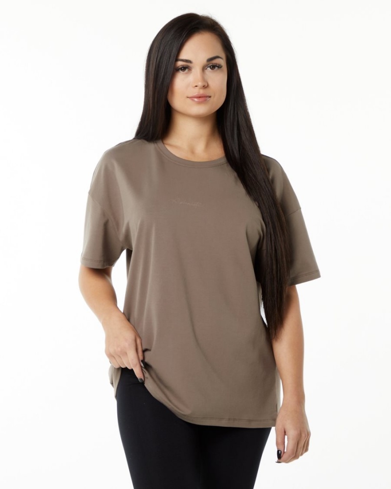 Alphalete Signature Oversized Tee Skjorte Dame Mocha | EZFCXR-465