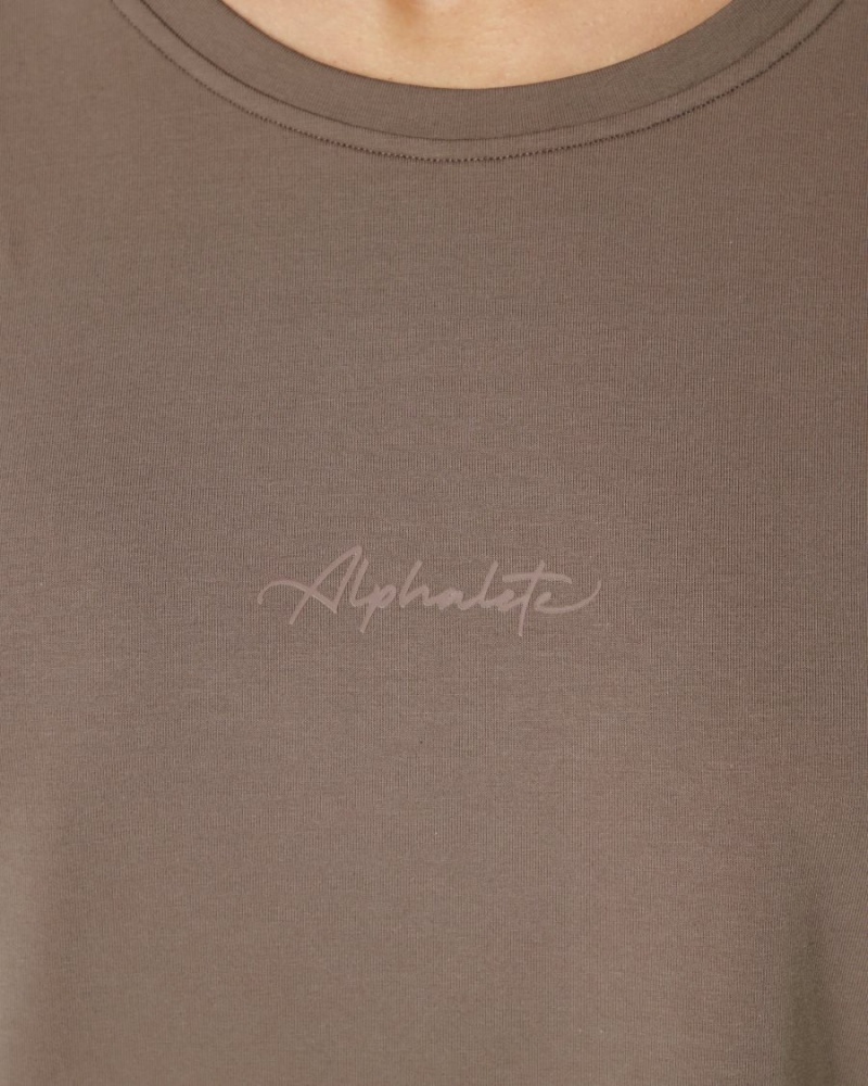 Alphalete Signature Oversized Tee Skjorte Dame Mocha | EZFCXR-465