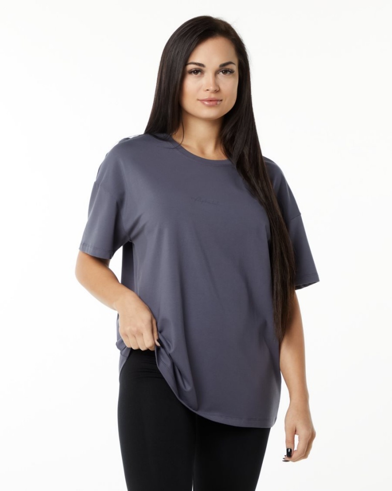 Alphalete Signature Oversized Tee Skjorte Dame Lilla | YIEFHC-187