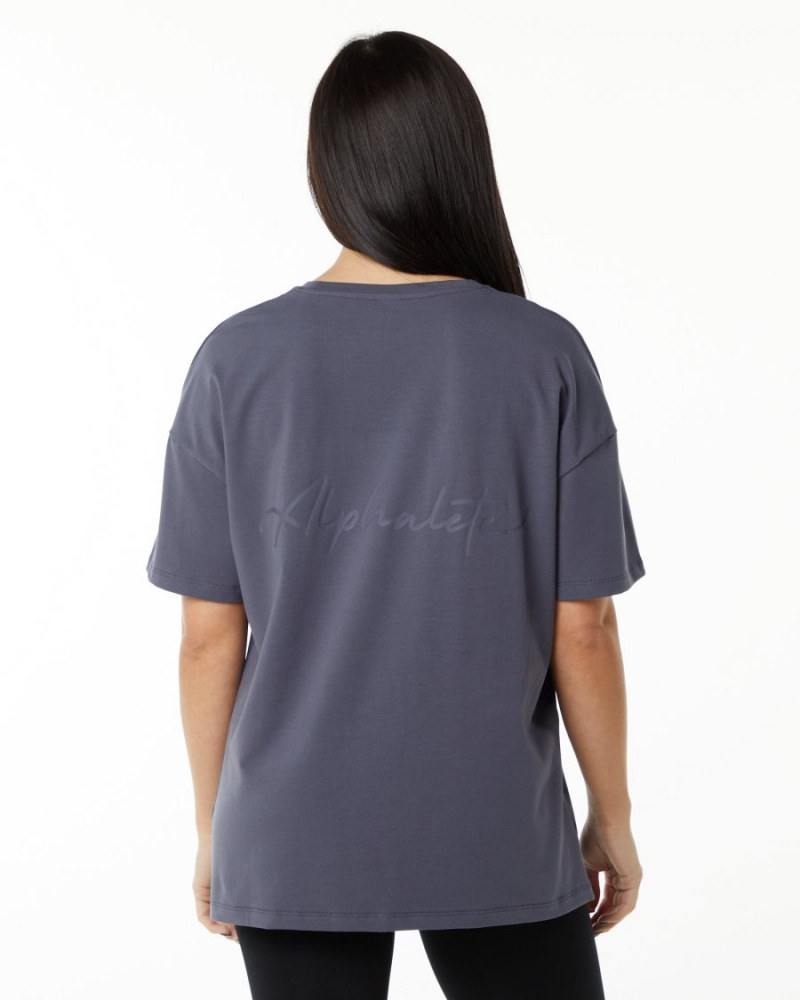 Alphalete Signature Oversized Tee Skjorte Dame Lilla | YIEFHC-187