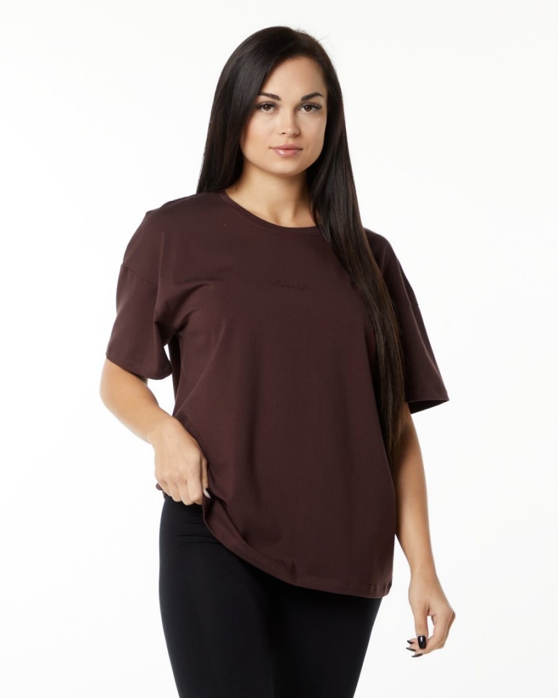 Alphalete Signature Oversized Tee Skjorte Dame Burgunder | YAGNMV-513