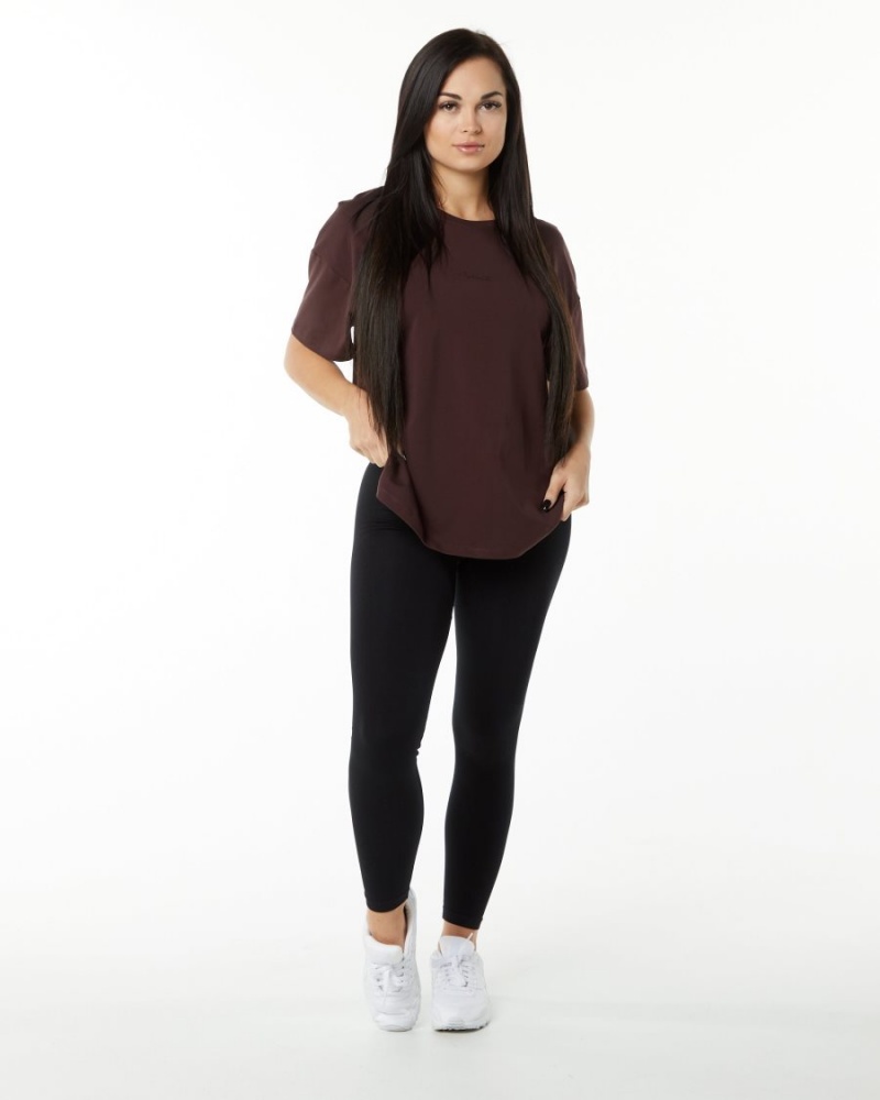 Alphalete Signature Oversized Tee Skjorte Dame Burgunder | YAGNMV-513