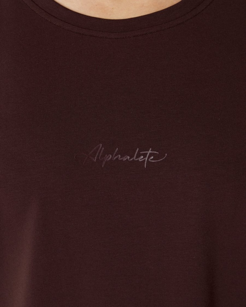 Alphalete Signature Oversized Tee Skjorte Dame Burgunder | YAGNMV-513