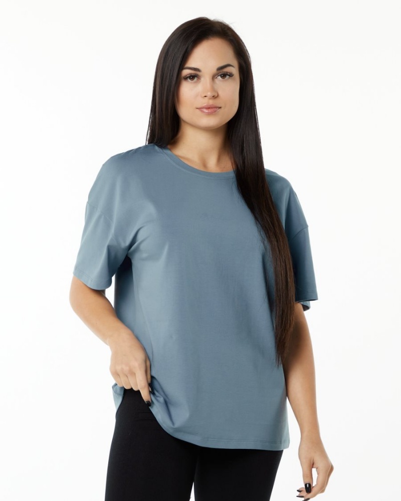 Alphalete Signature Oversized Tee Skjorte Dame Blå | WCIPSB-158