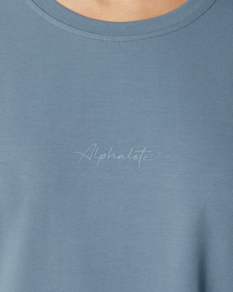 Alphalete Signature Oversized Tee Skjorte Dame Blå | WCIPSB-158