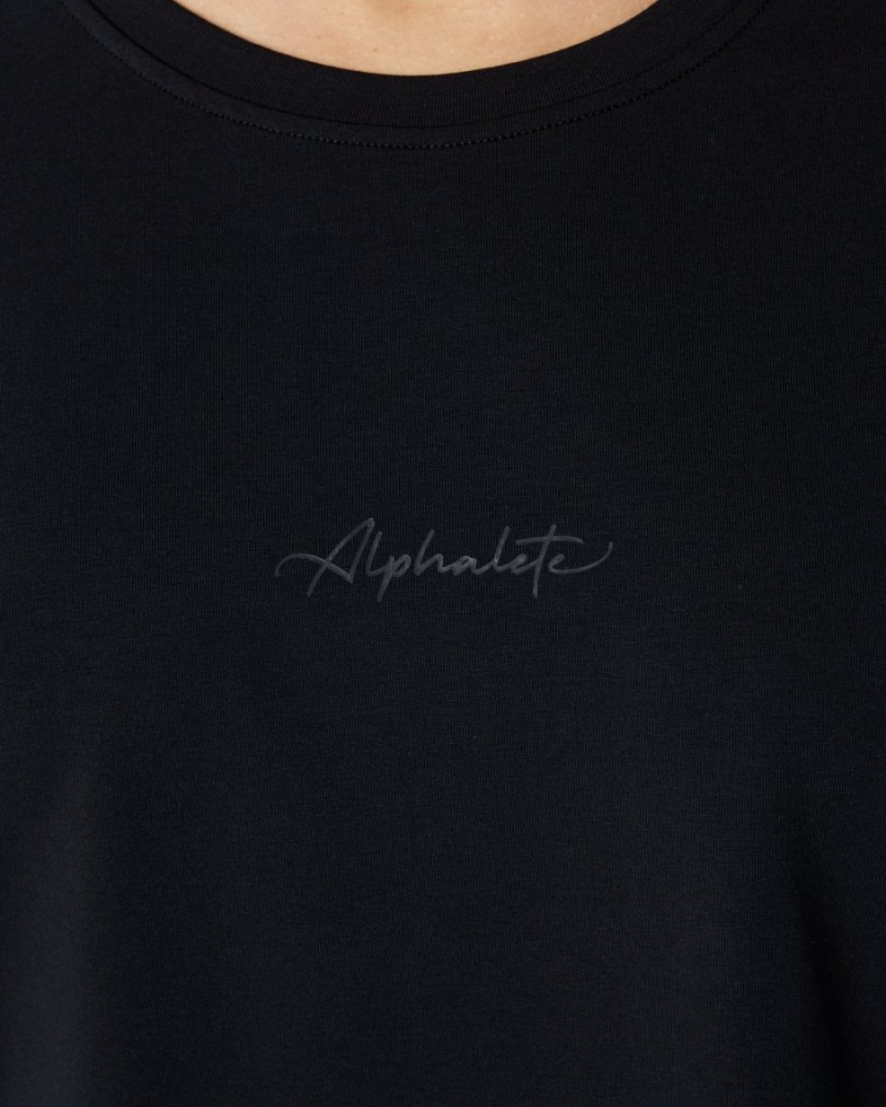 Alphalete Signature Oversized Tee Skjorte Dame Svarte | WPAGEK-917