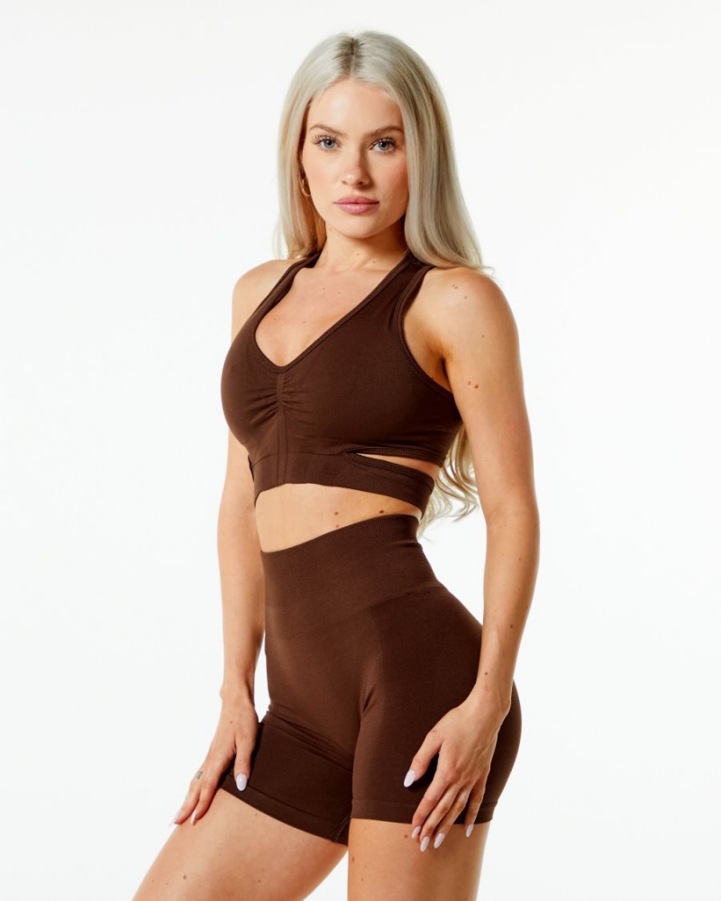 Alphalete Stratus Bra Sports BH Dame Brune | CGZSWI-150