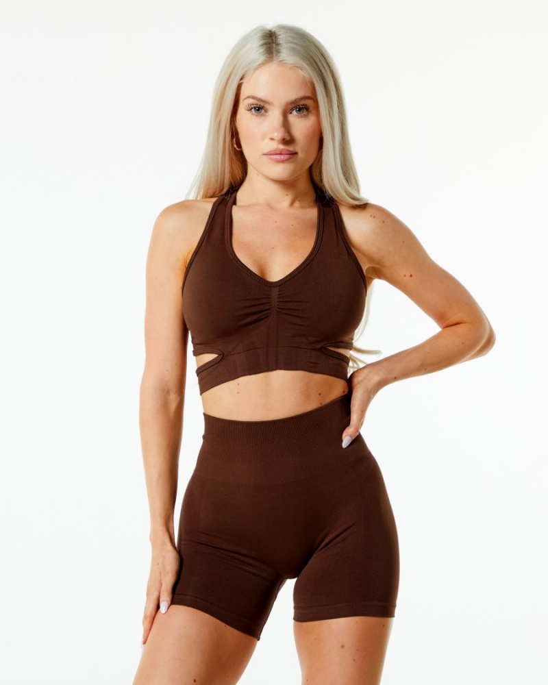 Alphalete Stratus Bra Sports BH Dame Brune | CGZSWI-150