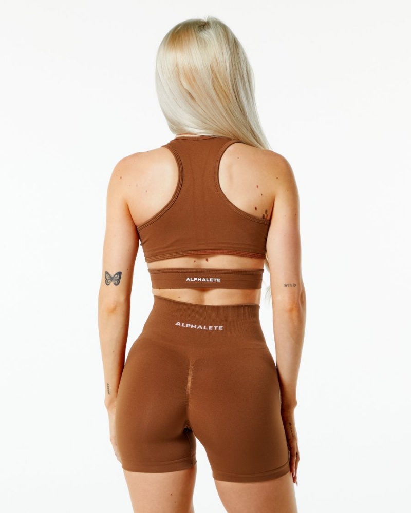 Alphalete Stratus Bra Sports BH Dame Butterscotch | FSPCJO-568