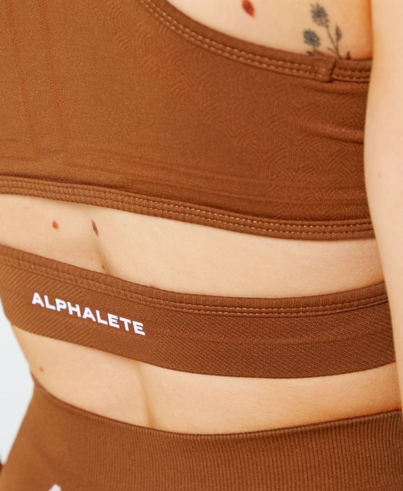 Alphalete Stratus Bra Sports BH Dame Butterscotch | FSPCJO-568