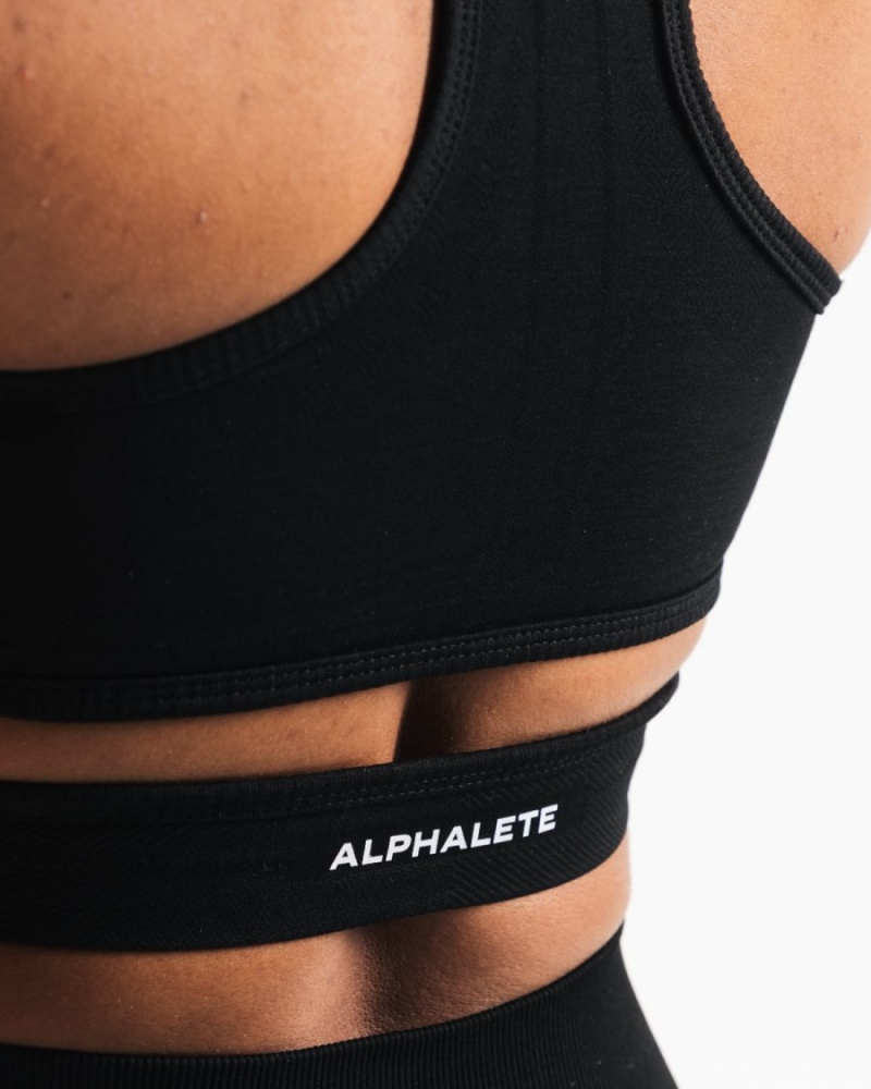 Alphalete Stratus Bra Sports BH Dame Svarte | LKTYWF-913