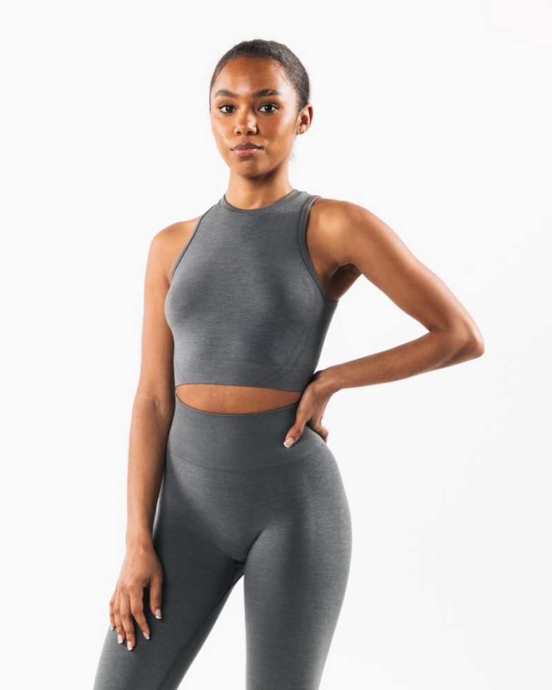 Alphalete Stratus Crop Tank Tank Top Dame Smoke | ZYWFOQ-350