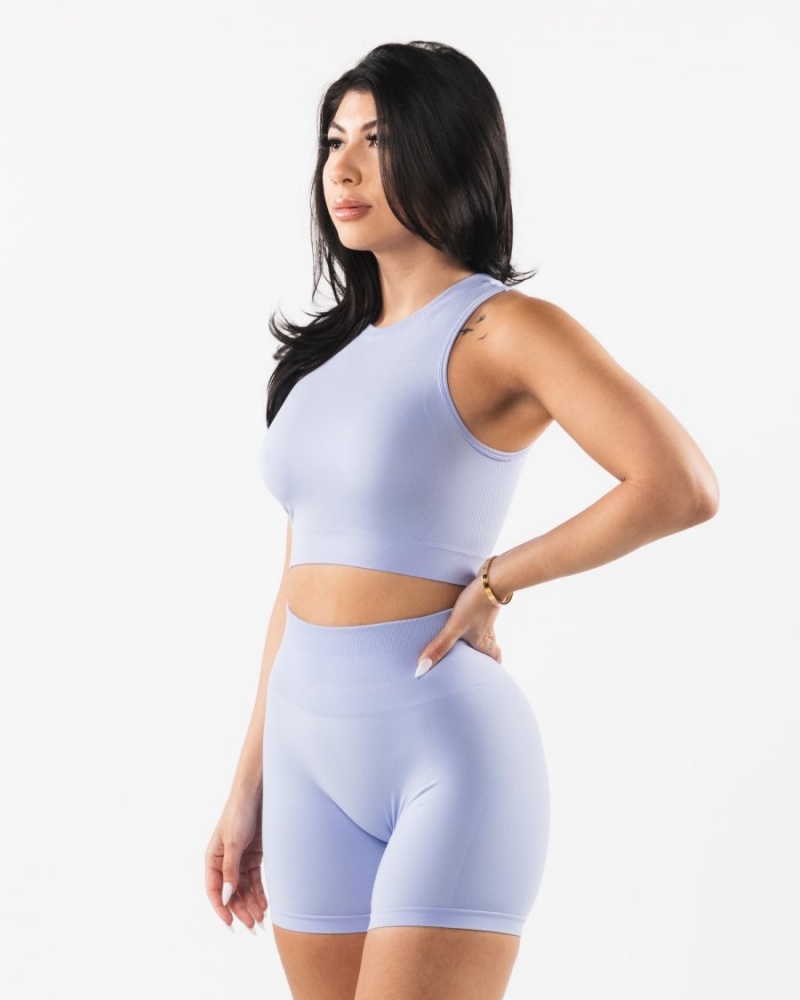 Alphalete Stratus Crop Tank Tank Top Dame Blå | NQUHGP-408